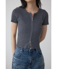 AZUL by moussy/Wジップショートスリーブ配色リブプルオーバー/508173357