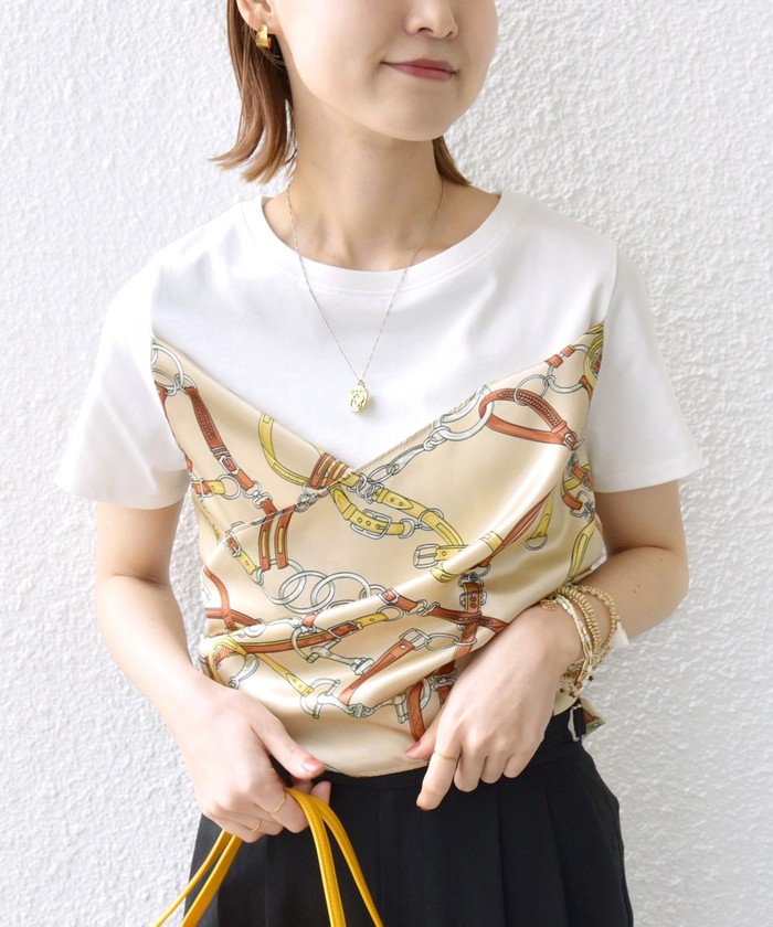 【シップス　ウィメン】【WEB限定】〈手洗い可能〉スカーフ コンビ TEE WEB限定】〈手洗い可能〉スカーフ コンビ TEE｜シップスの通販
