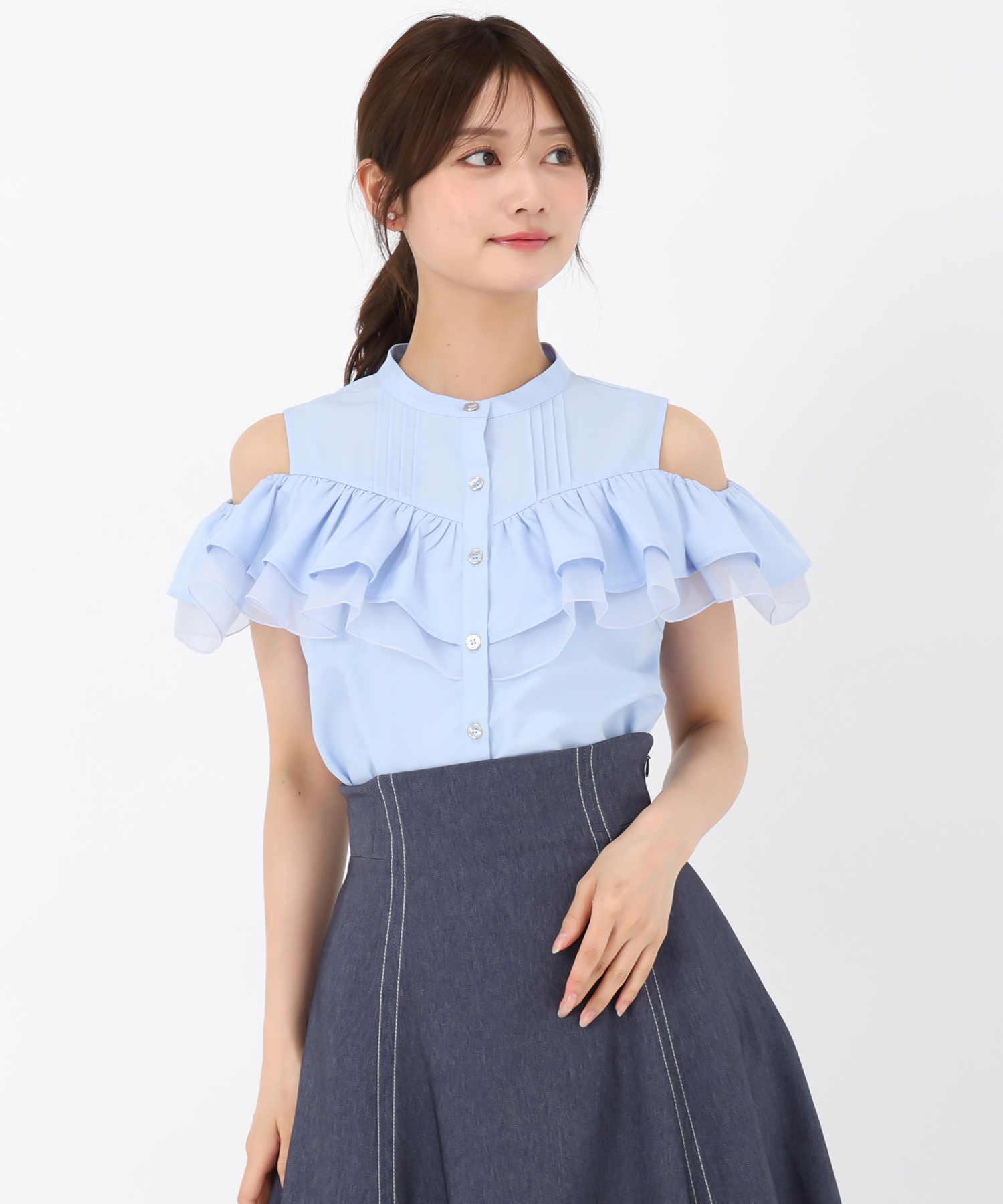 ミッシュマッシュ MISCH MASCH 2026春夏新作 フリル肩開きシャツ
