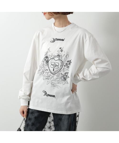 GANNI 刺繍ロゴTシャツ T41783683 252 GANNI ガニー 半袖 Tシャツ Basic Jersey Relaxed T-shirt T4058
