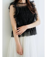 Ludic Park/【SNSで話題！大人の上品可愛い】チュールフリル使いノースリーブトップス/508174541