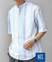 SHIPS any MEN/SHIPS any: BEZ TEXTILE マルチカラー ストライプ/ソリッド バンドカラー プルオーバー シャツ◇/508174569