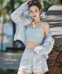 TeddyShop/テディショップ Teddyshop レディース水着 長袖ショート丈ブルゾン+英字ロゴスポーティビキニ 3点セット [大きいサイズ有] 【返品不可商品】/508174611