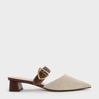 CHARLES & KEITH/Sepphe セフェ ツイルメタリックバックルポインテッドトゥヒールミュール/508175053