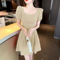Belle Cie/ベルシー Belle Cie ワンピース 半袖 ミニワンピース パワショル パフスリーブ フレア レディース 韓国ファッション ミニ丈 パーティ デート 細身 /508175082