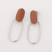 AGATHA PARIS/アガタ パリ AGATHA PARIS セブンティーズピアス、スモールオーバルオープンカット、オレンジ／シルバー/508175472