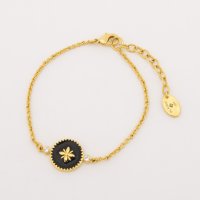 AGATHA PARIS/アガタ パリ AGATHA PARIS キュリオジテブレスレット、エナメル&フラワー、ブラック／ゴールド/508175501