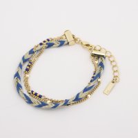 AGATHA PARIS/アガタ パリ AGATHA PARIS ロックボエームブレスレット、3連、ビーズ、チェーン、ブルー・ゴールド/508175521