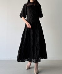 JUNOAH/ジュノア JUNOAH パフスリーブフラワージャガードワンピース/508176185