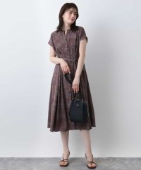OFUON/ラインフラワープリントワンピース/洗える/WEB限定サイズあり/508176891