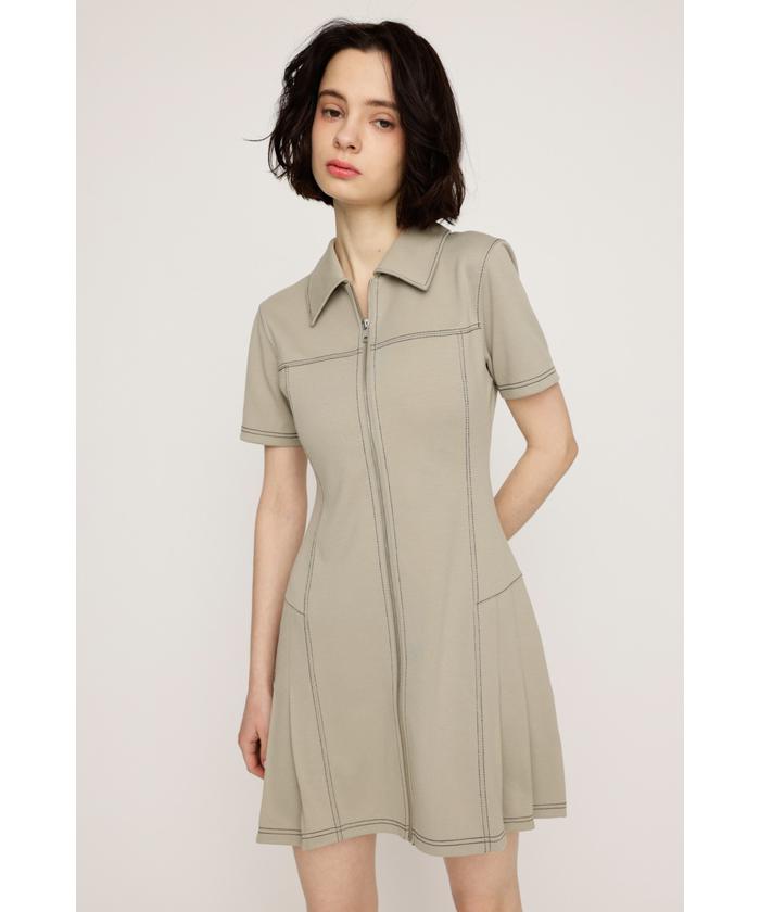 FRONT ZIP SIDE PLEATS ショートワンピース(508176964) | スライ FRONT ZIP SIDE PLEATS ショートワンピース(508176964) | スライ
