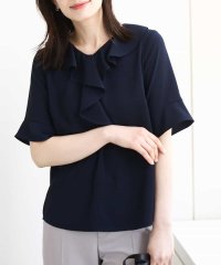OFUON/ラッフルカラーブラウス/UVカット/接触冷感/洗える/WEB限定サイズあり/508179237