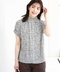 OFUON/モノトーンリーフ柄ブラウス/洗える/WEB限定サイズあり/508179238