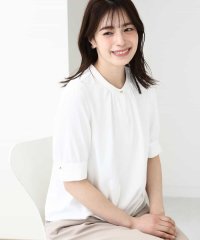 OFUON/フロントタックジョーゼットブラウス（五分袖）/UVカット/接触冷感/洗える/WEB限定サイズあり/508179239