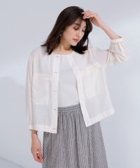 J.PRESS LADIES（LARGE SIZE）/【洗える】Sheer Vis リネン ノーカラー ブルゾン/508116511