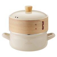 FUJIHORO/富士ホーロー せいろ付きホーロー鍋 両手鍋 せいろ蒸し 18cm IH ガス対応 ホワイト ベージュ 白 SER－18W/508181019