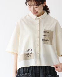 sanpo kuschel/サンポクシェル sanpo kuschel ゆるかわ猫ちゃん刺繍 トップス/508181078