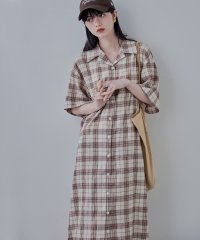 etoll./エトル etoll. ロングチェックシャツワンピース/508181096