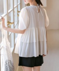 TeddyShop/テディショップ Teddyshop 【UPF50+】レディース水着 ふんわり袖のバックカットアウトリボンティアードラッシュガードトップス+ショートパンツ 2点セ/508181115