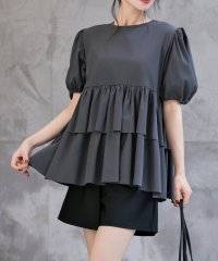 TeddyShop/テディショップ Teddyshop 【UPF50+】レディース水着 ふんわり袖のバックカットアウトリボンティアードラッシュガードトップス+ショートパンツ 2点セ/508181115