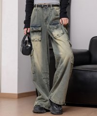 TeddyShop/テディショップ Teddyshop レディース 旬のY2K。ヴィンテージ加工ボリュームカーゴワイドデニムパンツ/508181132
