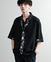 Rocky Monroe/ロッキーモンロー Rocky Monroe カジュアルシャツ 半袖 メンズ レディース ブラウス ネクタイ付き オーバーサイズ ルーズ ゆったり 羽織り ワンポ/508181294