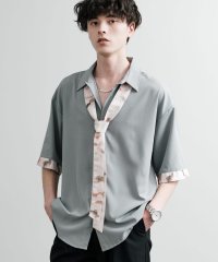 Rocky Monroe/ロッキーモンロー Rocky Monroe カジュアルシャツ 半袖 メンズ レディース ブラウス ネクタイ付き オーバーサイズ ルーズ ゆったり 羽織り ワンポ/508181294
