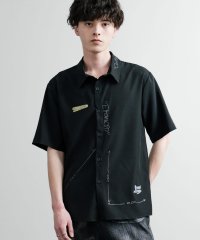 Rocky Monroe/ロッキーモンロー Rocky Monroe カジュアルシャツ 半袖 メンズ レディース プリント ロゴ ルーズ ジャストフィット 羽織り 軽い ドレープ 韓国 /508181295