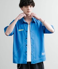 Rocky Monroe/ロッキーモンロー Rocky Monroe カジュアルシャツ 半袖 メンズ レディース プリント ロゴ ルーズ ジャストフィット 羽織り 軽い ドレープ 韓国 /508181295
