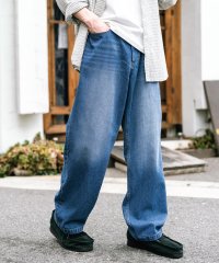 Rocky Monroe/ロッキーモンロー Rocky Monroe ワイドパンツ デニム メンズ テーパード リラックス ルーズ ユーズド ヒゲ加工 ワンウォッシュ ケミカル オーバー/508181296
