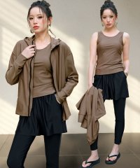 OSYAREVO/オシャレボ OSYAREVO 【ネット限定】【紫外線カット率99.9％以上】フードパーカー ラッシュガード 付き タンキニ 水着 セットアップ 体型カバー 5点/508181406