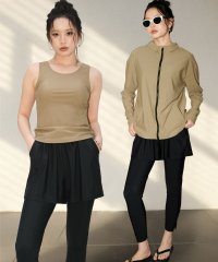 OSYAREVO/オシャレボ OSYAREVO 【ネット限定】【紫外線カット率99.9％以上】フードパーカー ラッシュガード 付き タンキニ 水着 セットアップ 体型カバー 5点/508181406