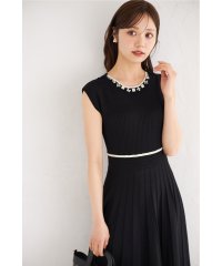 tocco closet/トッコクローゼット tocco closet リボン＆ビジュー付き配色ライン入りプリーツニットワンピース/508181440
