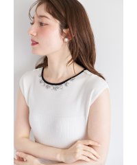 tocco closet/トッコクローゼット tocco closet リボン＆ビジュー付き配色ライン入りプリーツニットワンピース/508181440