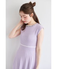 tocco closet/トッコクローゼット tocco closet リボン＆ビジュー付き配色ライン入りプリーツニットワンピース/508181440