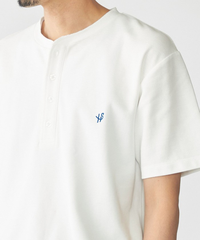 WEB限定】SHIPS: メランジ カノコ ヘンリーネック Tシャツ (半袖