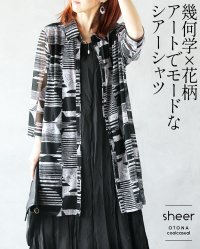 OTONA/オトナ OTONA 幾何学×花柄 アートでモードなシアーシャツ/508181941