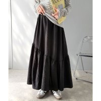 Classical Elf/クラシカルエルフ Classical Elf レトロなムードが大人可愛い。シアーサッカーアシンメトリーティアードスカート(ロング丈）/508182011