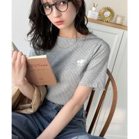 Classical Elf/クラシカルエルフ Classical Elf 胸元にキュン。ハートサガラ刺繍テレコリブ素材ボートネックTシャツ（半袖）/508182021