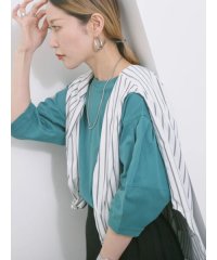 Samansa Mos2 blue/【USAコットン】ランタンスリーブTシャツ/508182039