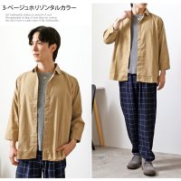 TopIsm/トップイズム TopIsm シャツ メンズ ホリゾンタルカラー プルオーバーシャツ カプリシャツ コットンリネンシャツ 綿麻シャツ 無地 7分袖シャツ フレンチ/505231629