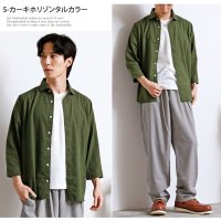 TopIsm/トップイズム TopIsm シャツ メンズ ホリゾンタルカラー プルオーバーシャツ カプリシャツ コットンリネンシャツ 綿麻シャツ 無地 7分袖シャツ フレンチ/505231629