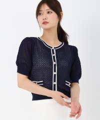 MISCH MASCH/ミッシュマッシュ MISCH MASCH 2025春夏新作 バイカラー透かし柄ニットカーディガン/508173851