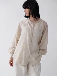 LASUD/ラシュッド LASUD ペイズリープリントバンドカラーシャツ/508184152