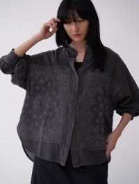 LASUD/ラシュッド LASUD ペイズリープリントバンドカラーシャツ/508184152