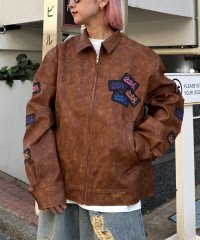 PAL OUTLET/【CIAOPANIC TYPY】ワッペンロゴフェイクレザージャケット/508184210