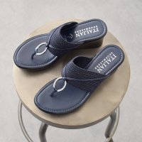 ITALIAN SHOEMAKERS/イタリアンシューメーカーズ ITALIAN SHOEMAKERS ビジュー付きラウンドメタルウェッジサンダル/508184466