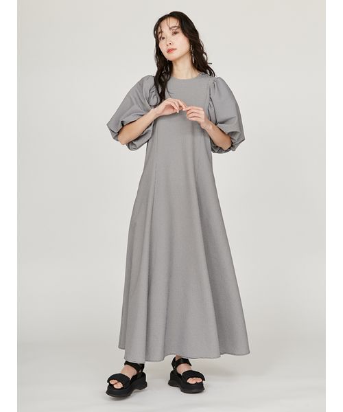 emmi atelier パフスリーブサッカーワンピース パフスリーブサッカーワンピース（マキシ丈/ロングワンピース