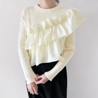 Doux Belle/ドゥー ベル Doux Belle アシメトリーフリルニット ギャザーブラウス ニット/508185265