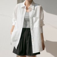 Doux Belle/ドゥー ベル Doux Belle シアーロング丈シャツ 羽織り 襟付き/508185273